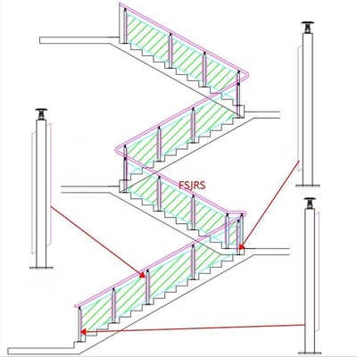 Balustrade en verre d'acier inoxydable de balcon d'OEM avec la balustrade en bois