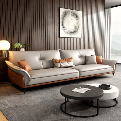 Petite peau de vache sectionnelle nordique à la maison Sofa Set en cuir de divan de 3 4 Seater