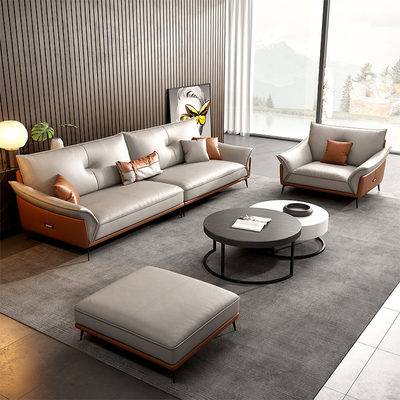 Petite peau de vache sectionnelle nordique à la maison Sofa Set en cuir de divan de 3 4 Seater