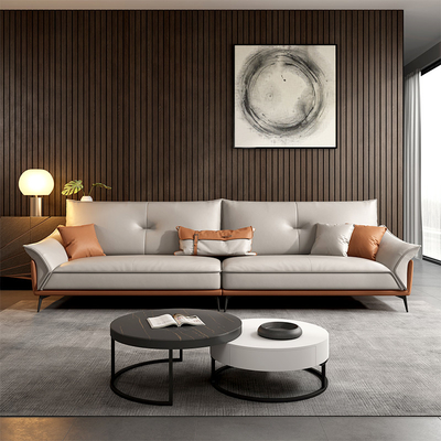 Petite peau de vache sectionnelle nordique à la maison Sofa Set en cuir de divan de 3 4 Seater
