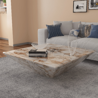 Meubles modernes simples supérieurs agglomérés du Brésil Brown de rectangle de table basse de marbre de pierre