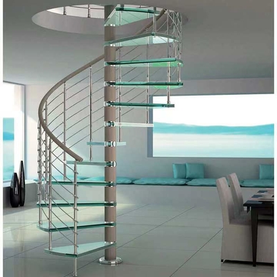 Escaliers en verre simples d'acier inoxydable d'escalier en spirale d'économie de l'espace du diamètre 1500mm