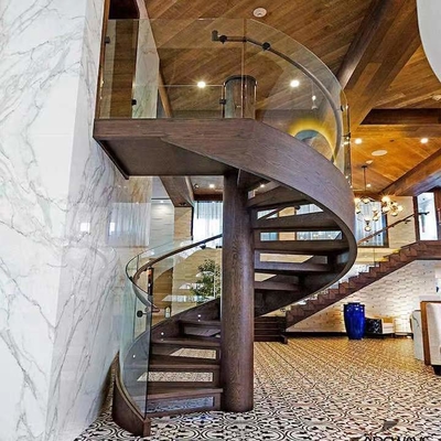 Escalier en verre intérieur d'acier inoxydable d'escalier en spirale d'économie de l'espace de largeur d'OEM 300mm