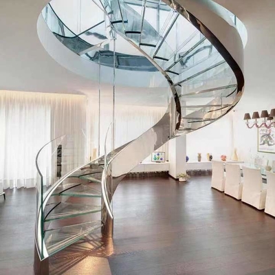 Escalier en verre intérieur d'acier inoxydable d'escalier en spirale d'économie de l'espace de largeur d'OEM 300mm