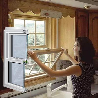 Double américain Hung Windows For House de style de fenêtre d'alliage d'aluminium de verre trempé