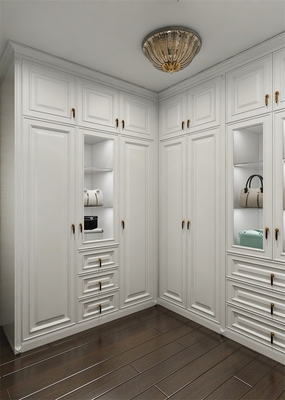 Garde-robe en bois de stockage de garde-robe moderne de chambre à coucher de noix de chêne rouge belle