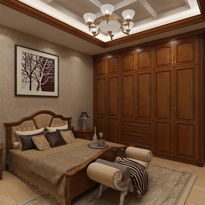 Garde-robe en bois de stockage de garde-robe moderne de chambre à coucher de noix de chêne rouge belle
