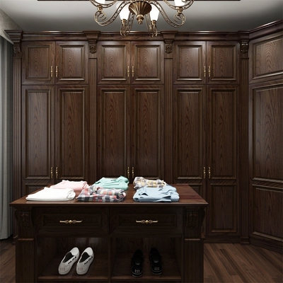 Garde-robe en bois de stockage de garde-robe moderne de chambre à coucher de noix de chêne rouge belle