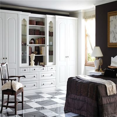 Cabinet moderne en bois adapté aux besoins du client écologique de chambre à coucher de garde-robe avec le verre