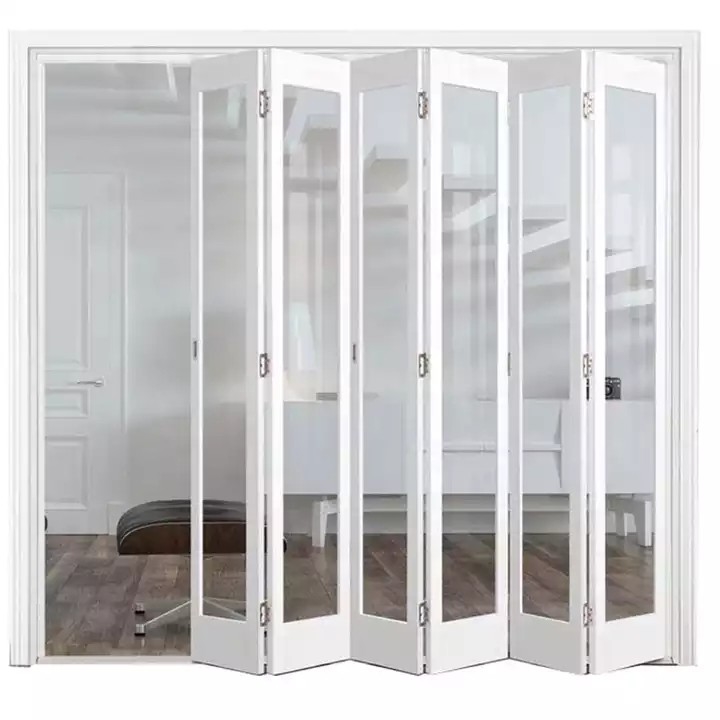 La porte se pliante en plastique adaptée aux besoins du client extérieure UPVC encadrent la conception en verre d'accordéon Bifold