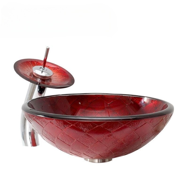 Évier en verre d'articles de robinet décoratif sanitaire de cascade pour le lavabo de salle de bains