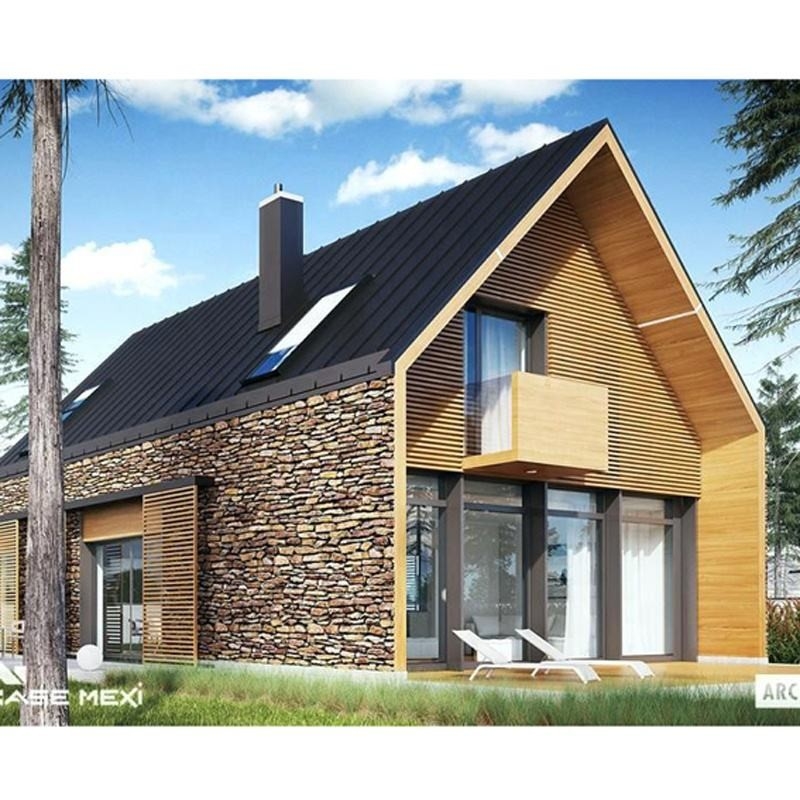Couleur et taille personnalisées Structure en acier léger Villa de luxe préfabriquée de deux étages Maison préfabriquée