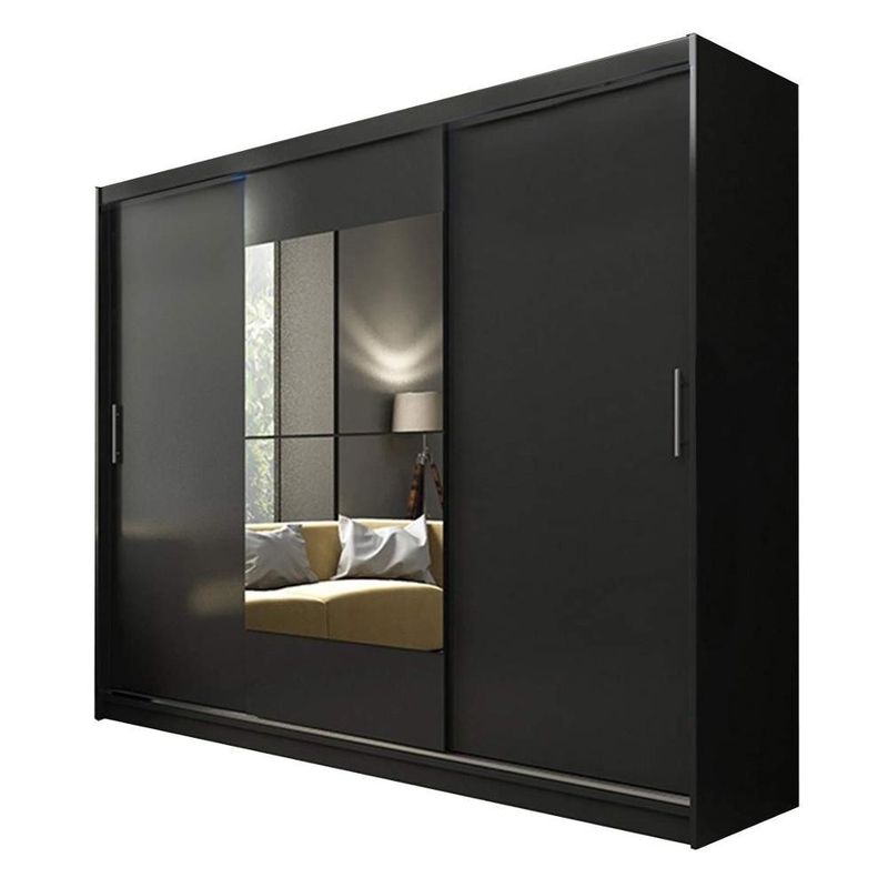 porte en bois du placard 3 de grande chambre à coucher moderne de forces de défense principale de 15mm glissant la garde-robe avec le miroir